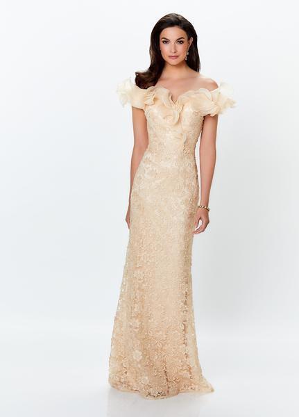 119931 Ruffled Off-Shoulder Gown