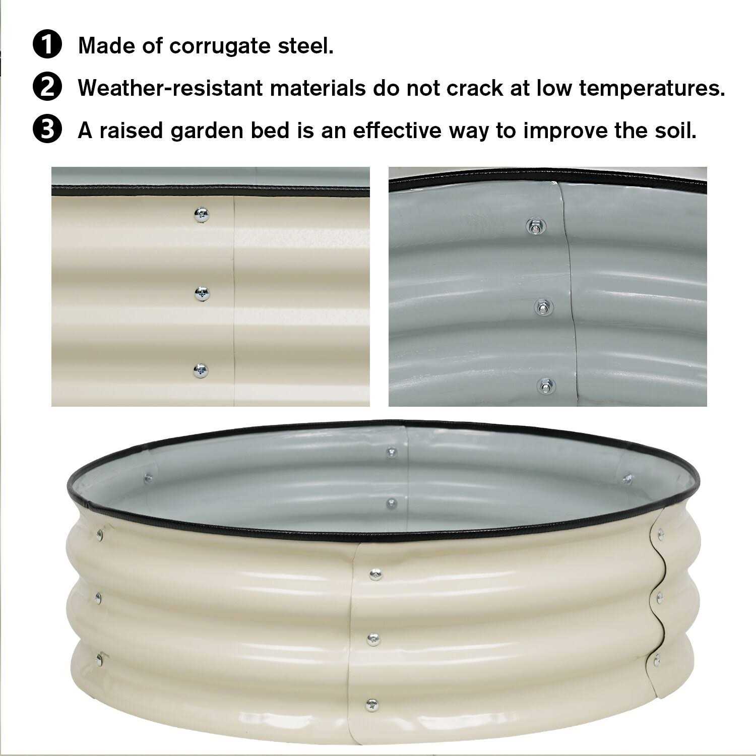 Aoodor 9&” Tall Aluzinc Metal Raised Garden Bed 30&” Round