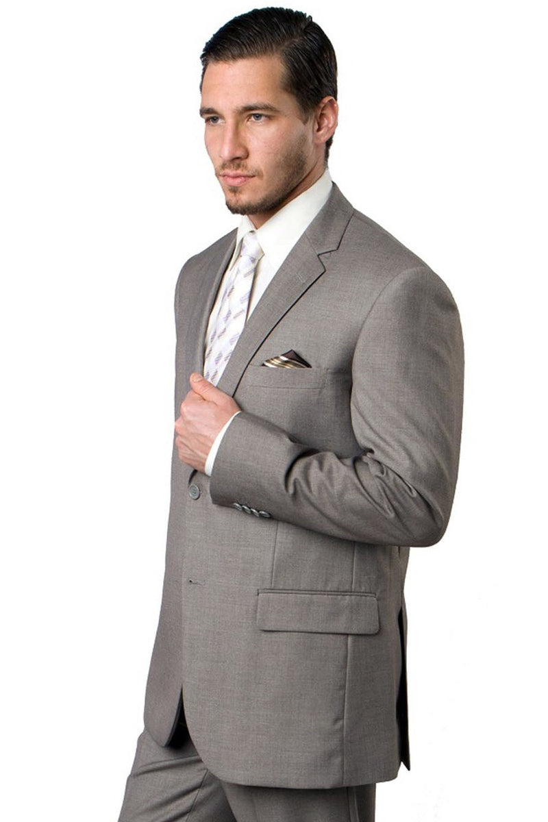 Men’s Two Button Basic Modern Fit Business Suit in Sand