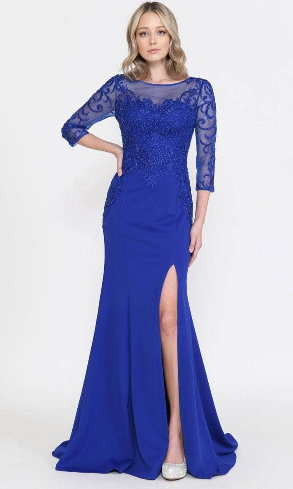 Illusion Quarter Sleeved Formal Dress