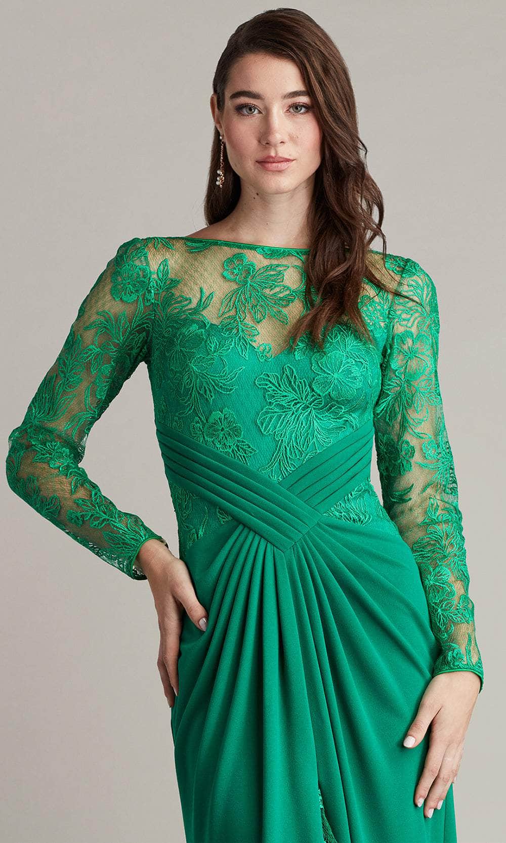 Illusion Bateau Embroidered Formal Gown