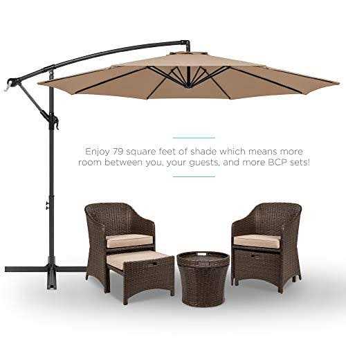 Best Choice Products 10ft Offset Hanging Outdoor Market Patio Umbrella w/ Easy Tilt Adjustment