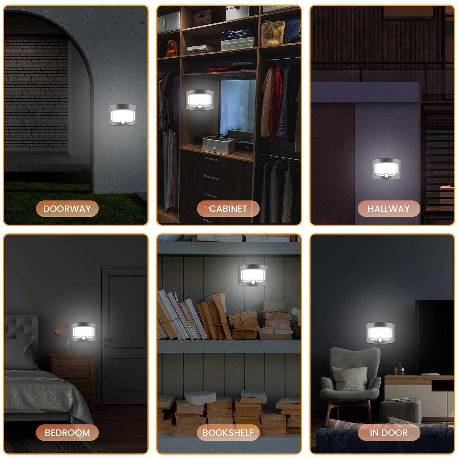 Bell+Howell Motion Sensor Wireless Light 2 Sets Motion Activated Touchless Dimming Control Stick Anywhere Closet Lights Stair Lights