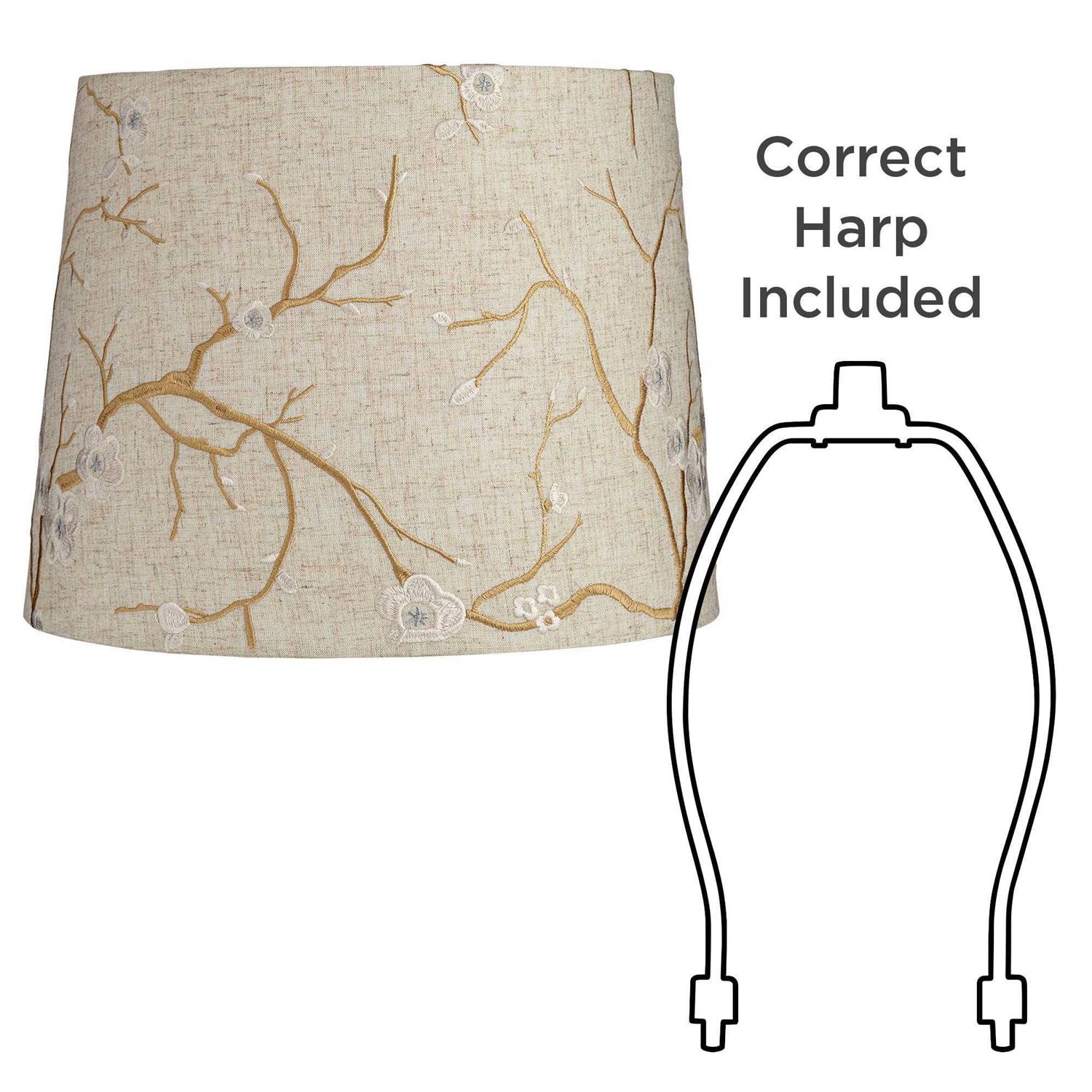 Springcrest Set of 2 Drum Print Lamp Shades Flower Medium 14 Top x 16 Bottom x 11.5 High Spider with Replacement Harp and Finial