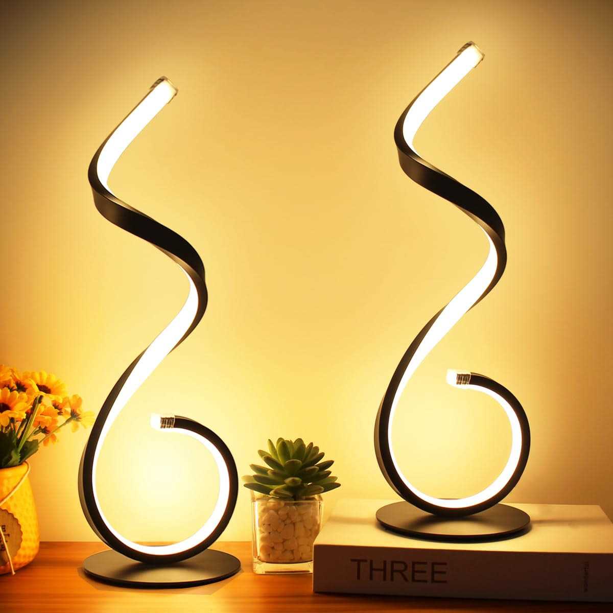 BESKETIE Modern Spiral LED Table Lamp Dimmable Table Lamps