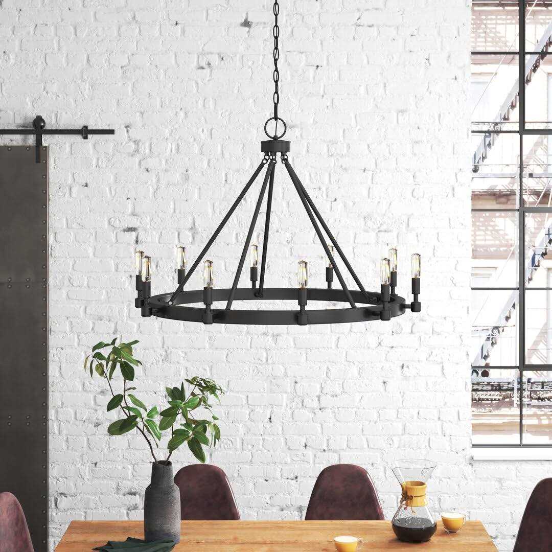 workclu Williston Forge Drubin 10-Light Wagon Wheel Chandelier