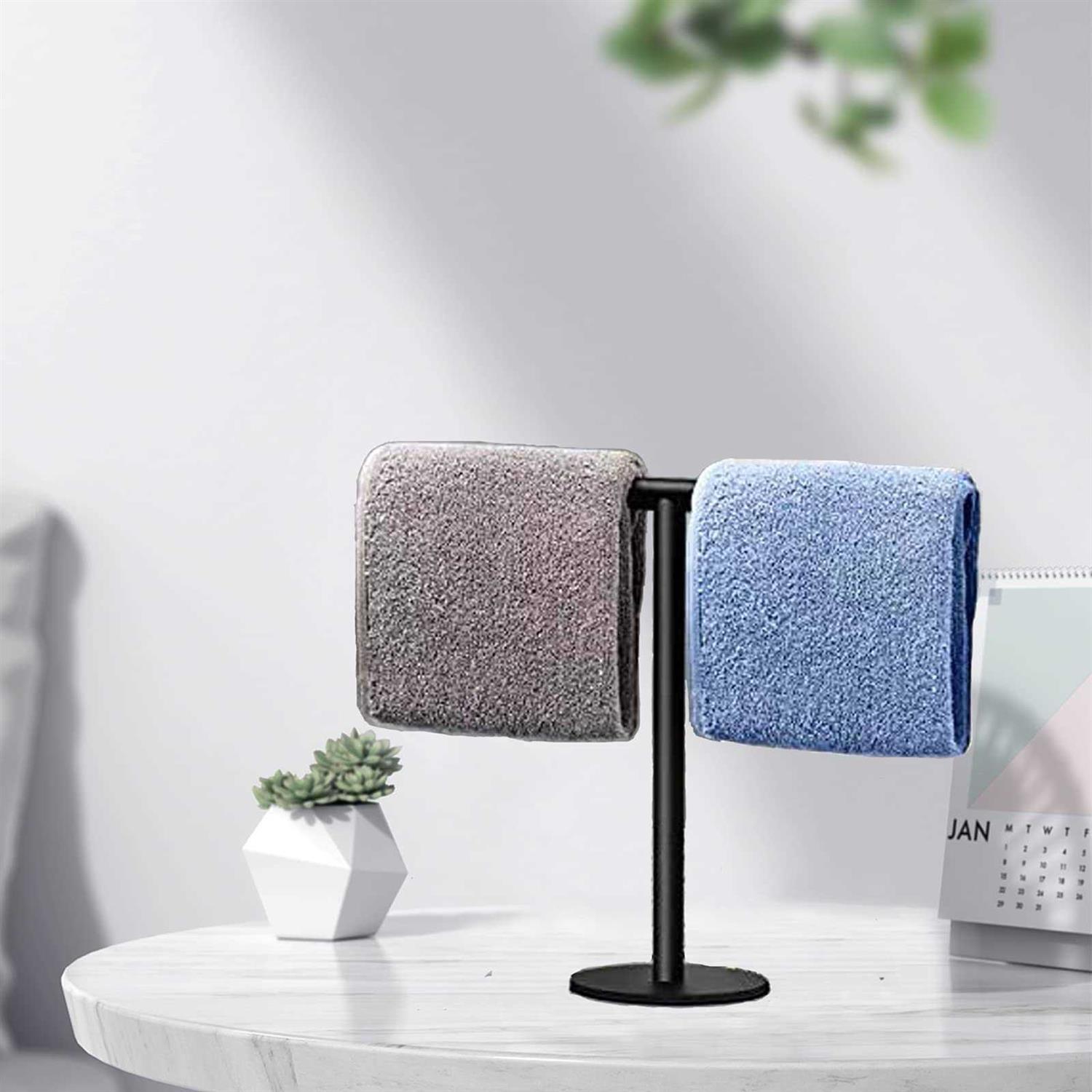 zgelin hand towel holder stand for bathroom vanity countertop matte black t-shape towel bar rack stand towel bar for bathroom Kitchen