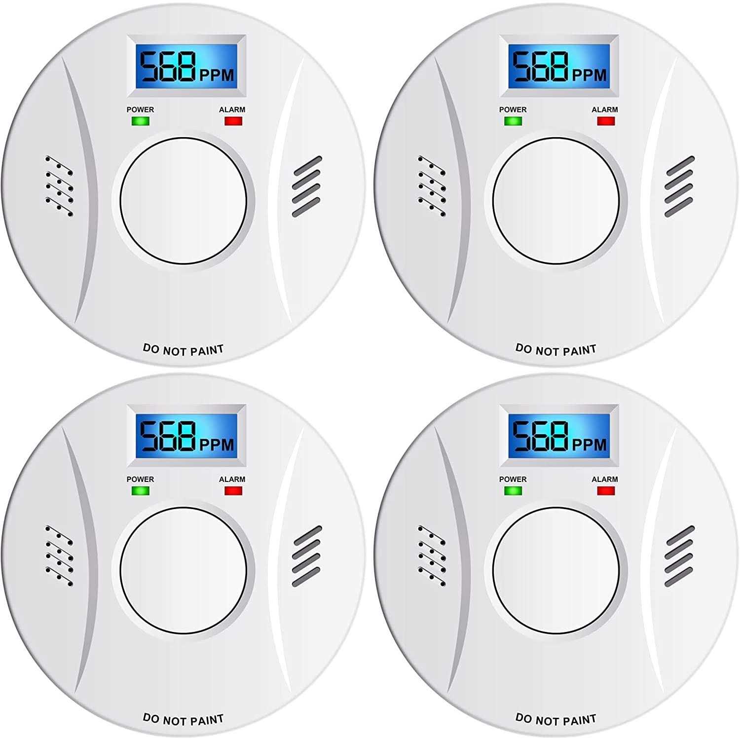 Smoke Detector and Carbon Monoxide Detector Co2 Detector Battery Powered with Test/Reset Button 4 Pack