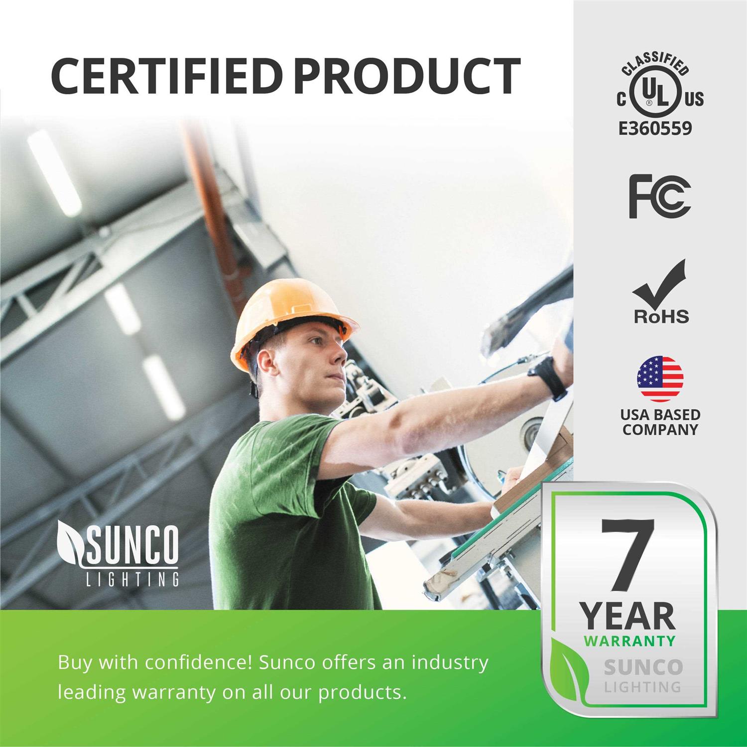 Sunco Lighting Sunco LED Shop Light 4ft Wraparound