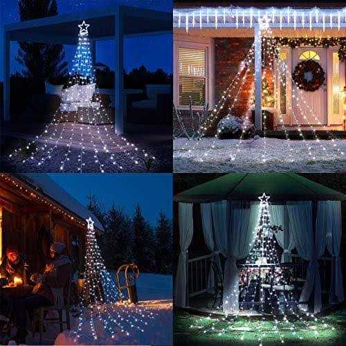 Toodour Christmas Lights 317 LED 10ft X 9 Outdoor Christmas Decorations Lights with 12 Topper Star