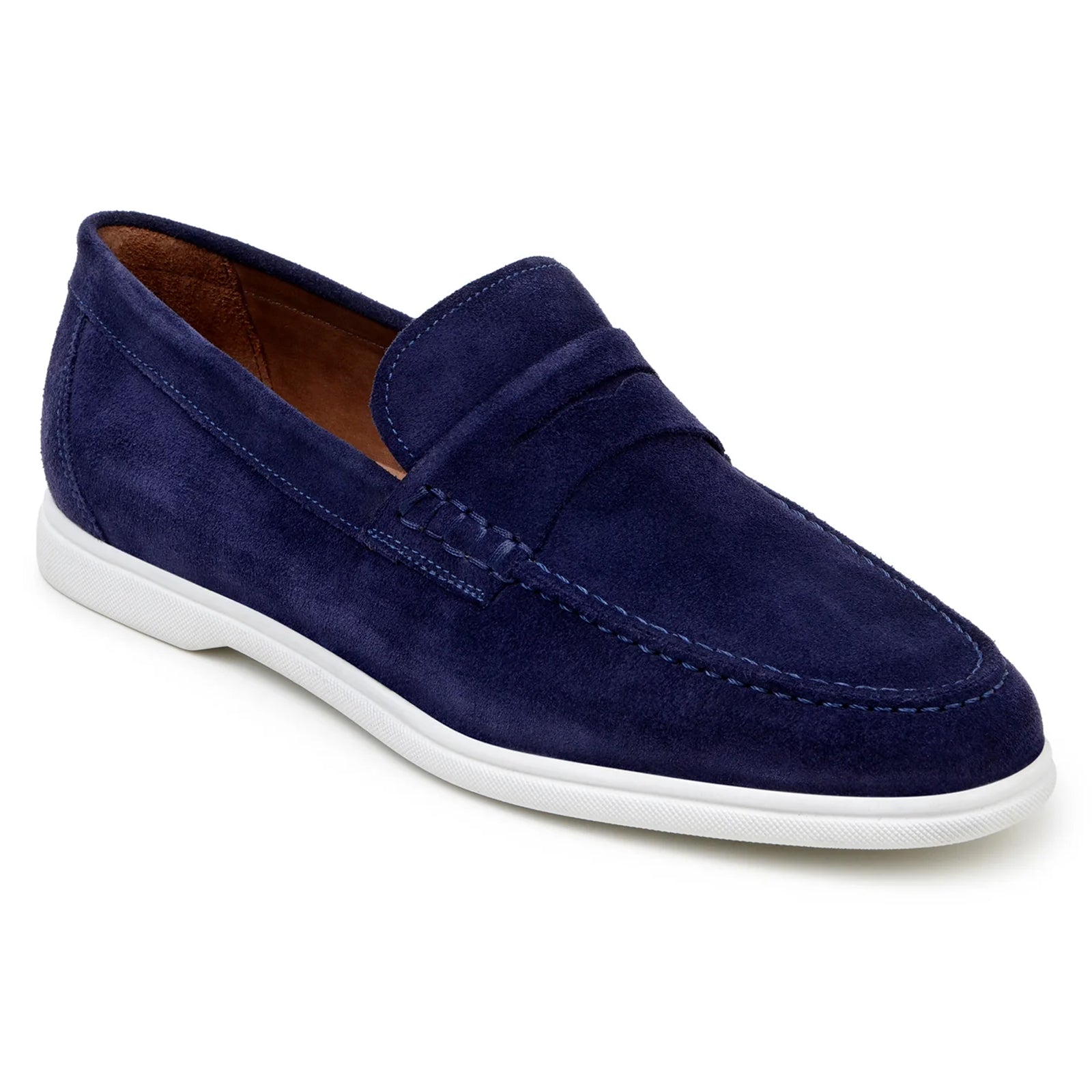 Men’s Belvedere Niko Italian Suede Casual Slip on Penny Loafer in Navy