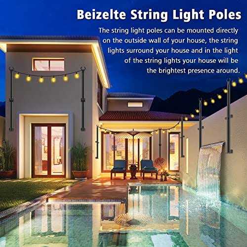beizelte 2 pack 4 ft string light poles,hanging light poles for outside string lights,with fixing clips and suspended base,fr