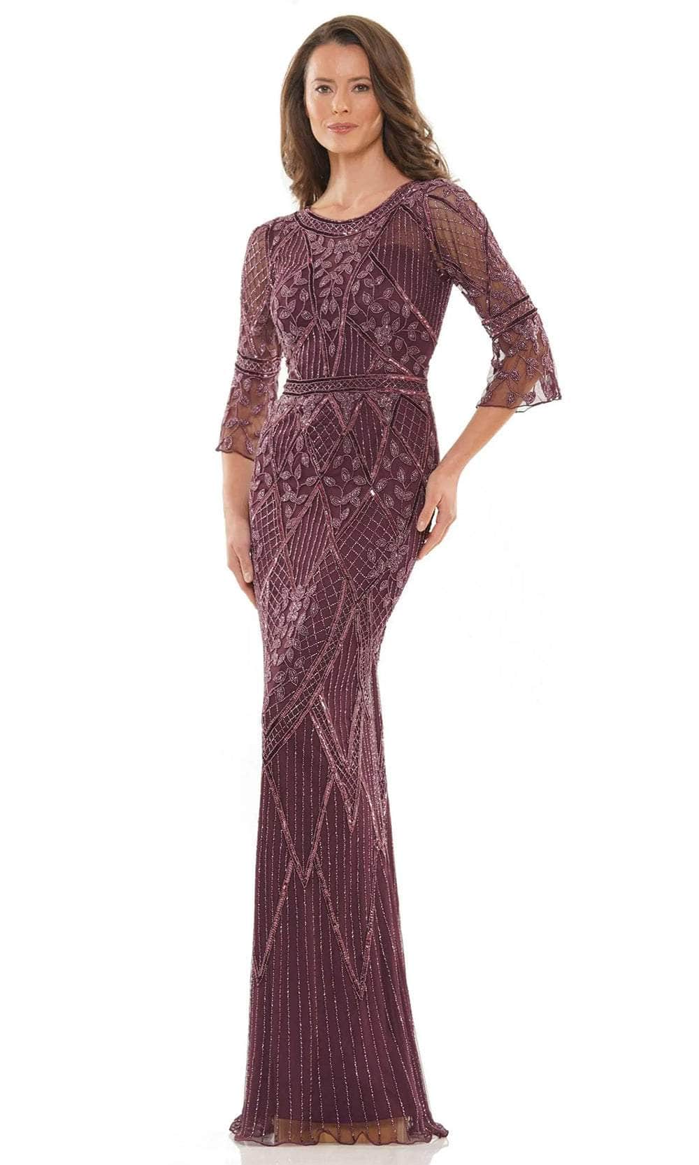 Beaded Bell Sleeve Evening Dress