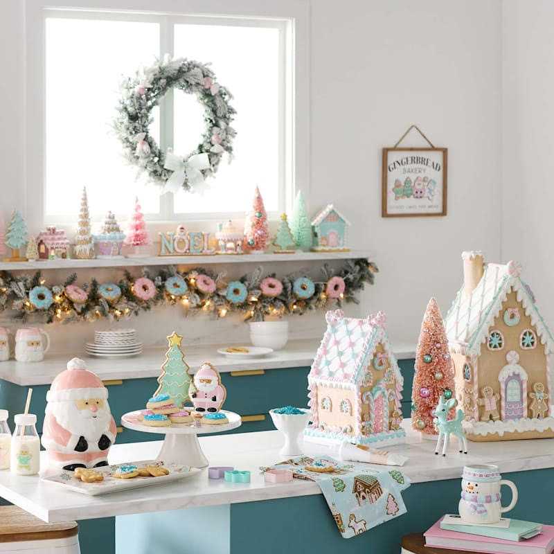 At Home Pre-Lit Flocked Virginia Pine Garland