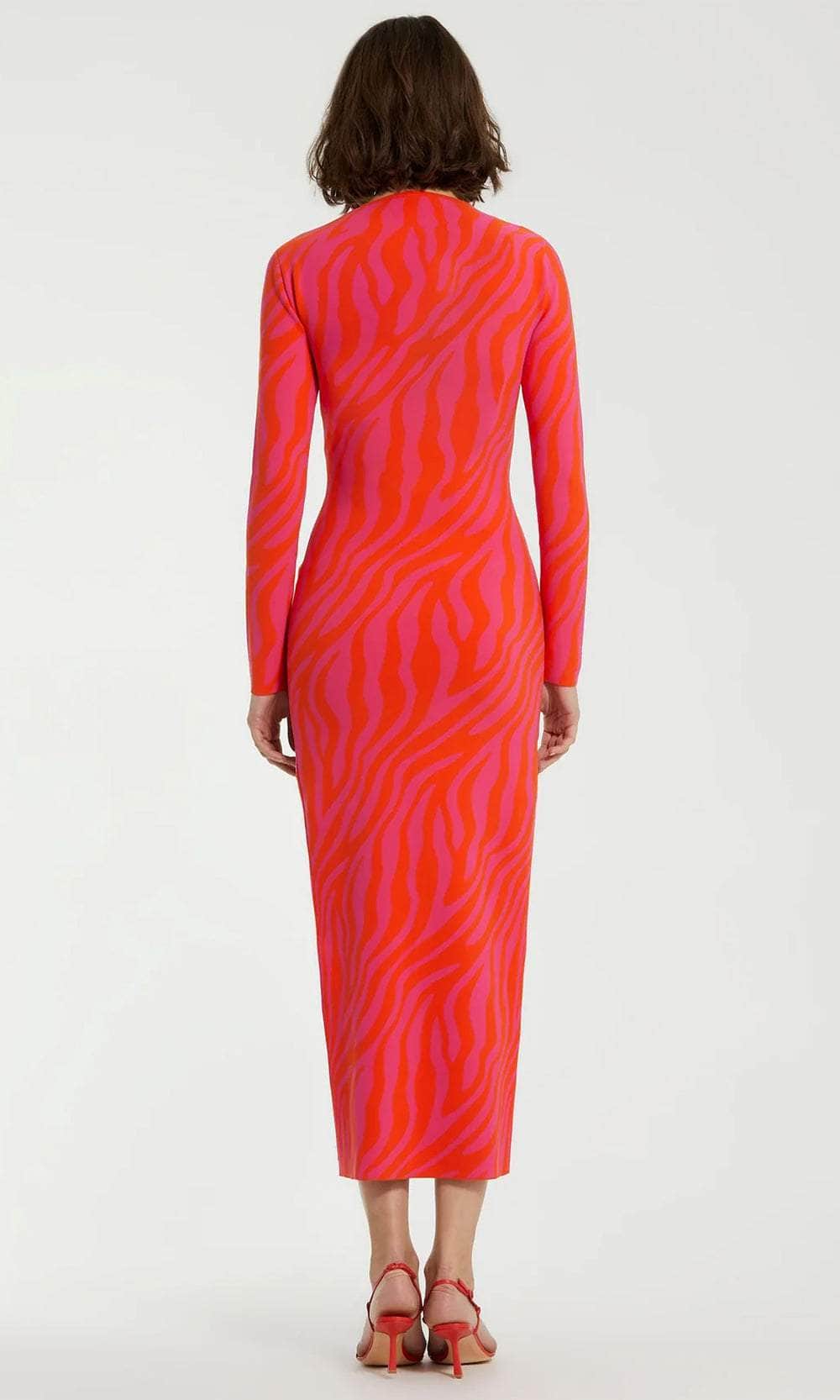 Printed Long Sleeve Long Dress