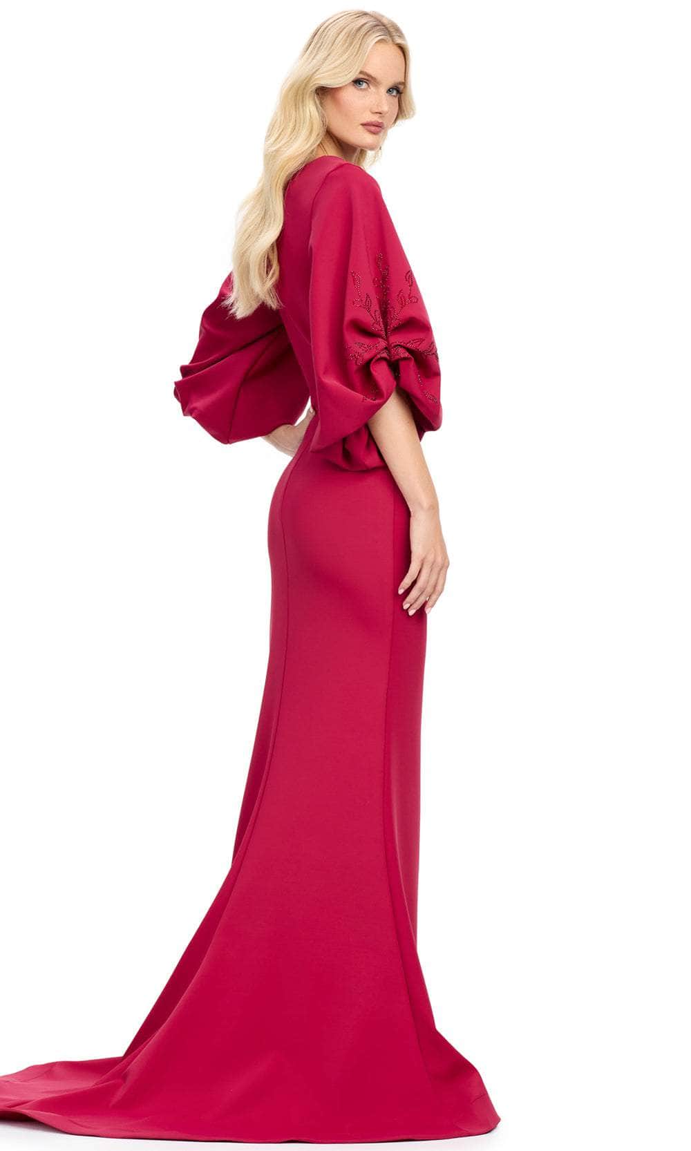 Balloon Sleeve Mermaid Evening Gown