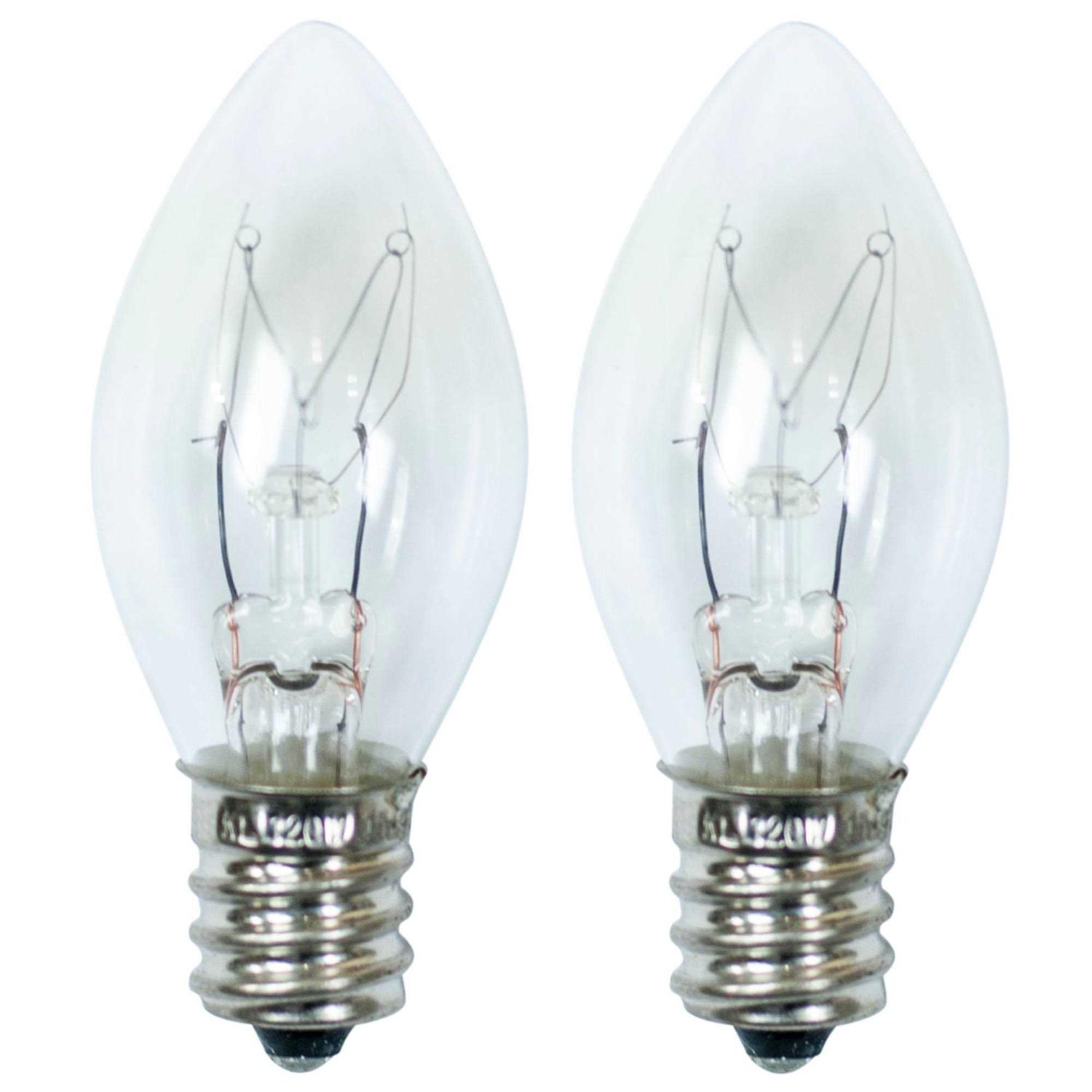 Ador 15-Watt 2pk C7 Incandescent Light Bulbs for Wax Warmers Clear
