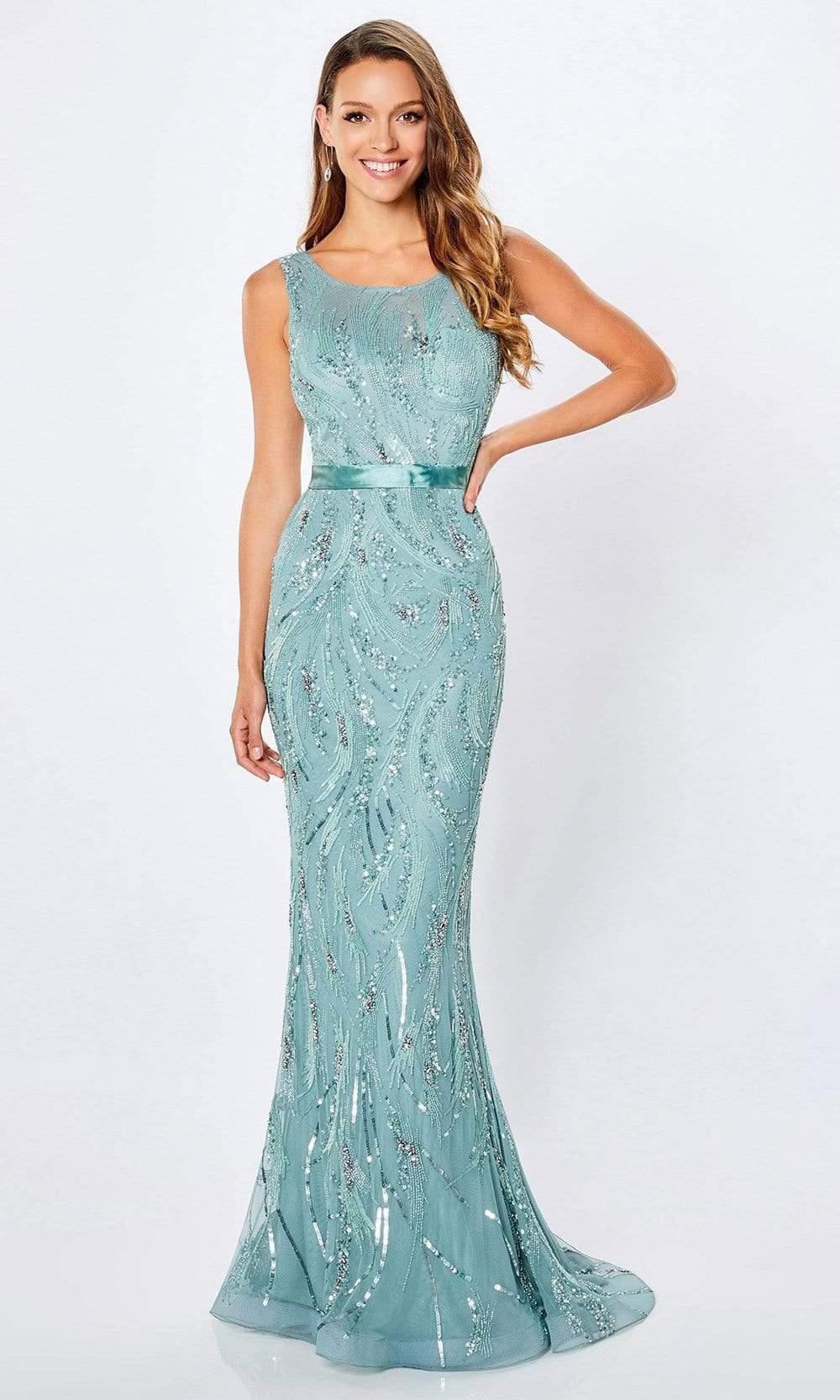221965 Bedazzled Sheath Evening Gown
