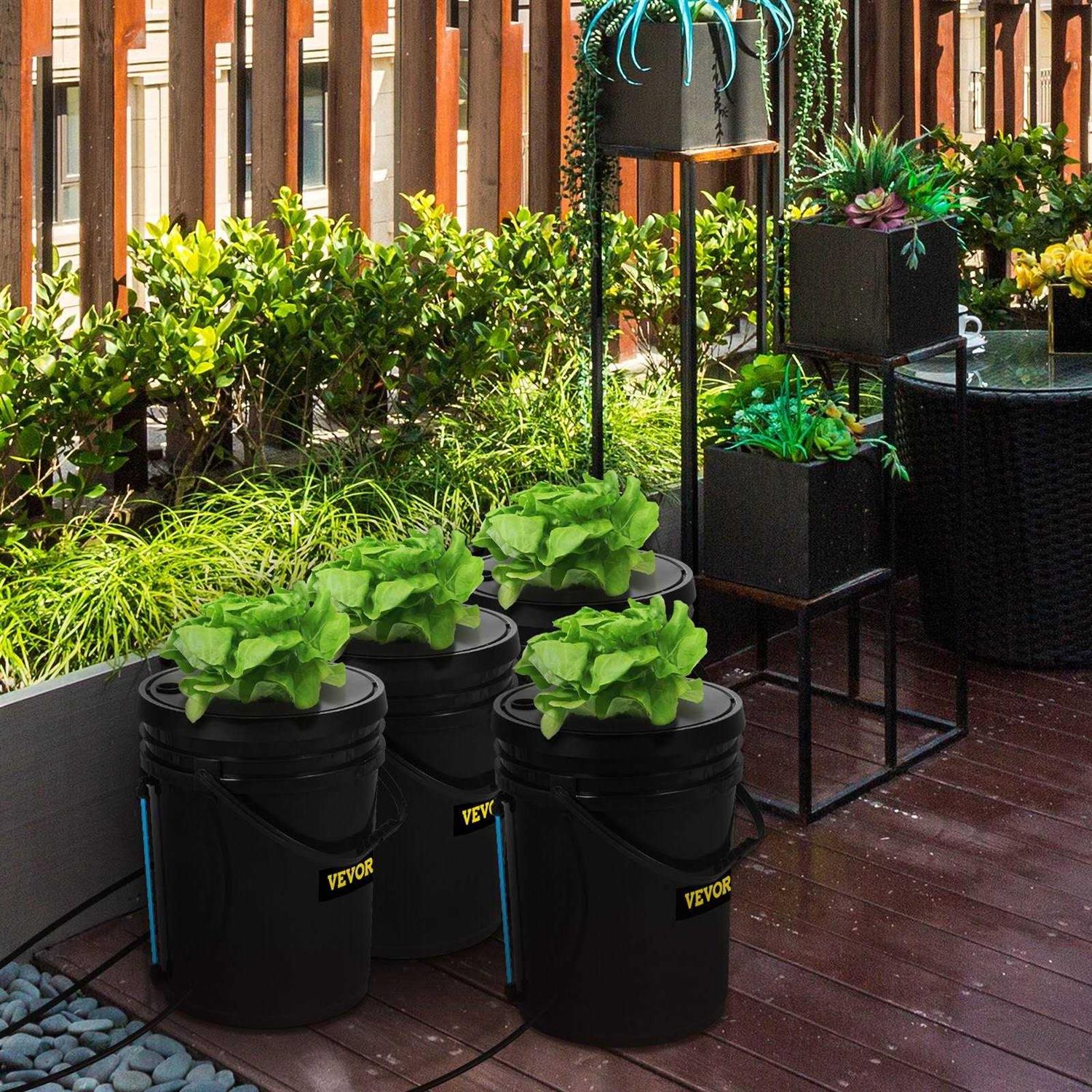 VEVOR DWC Hydroponic System 5 Gallon 4-8 Buckets Deep Water Culture Growing Bucket Hydroponics Grow Kit