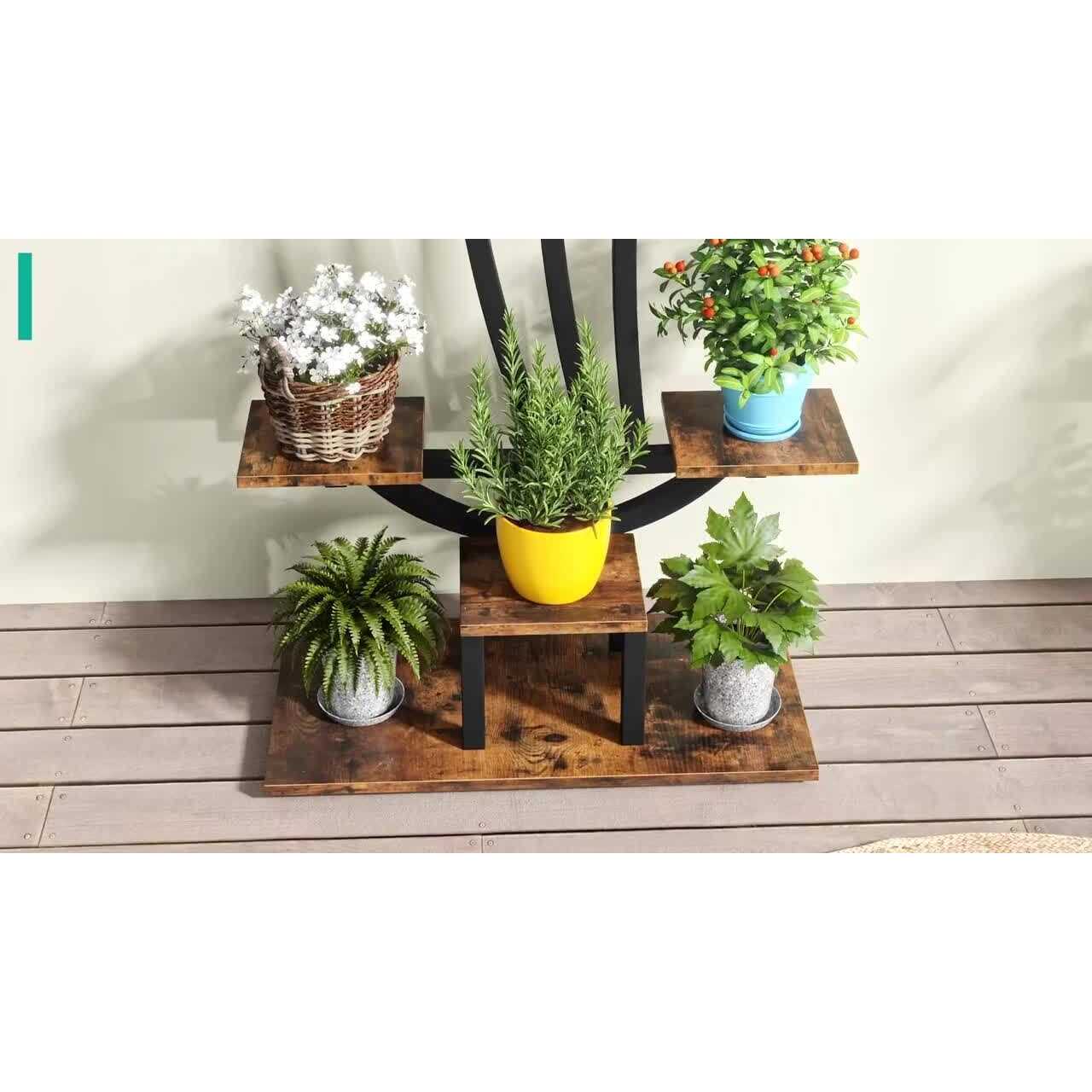 BYBLIGHT Wellston 59.8 5-Tier Indoor Plant Stand Flower Rack with 2-Hooks