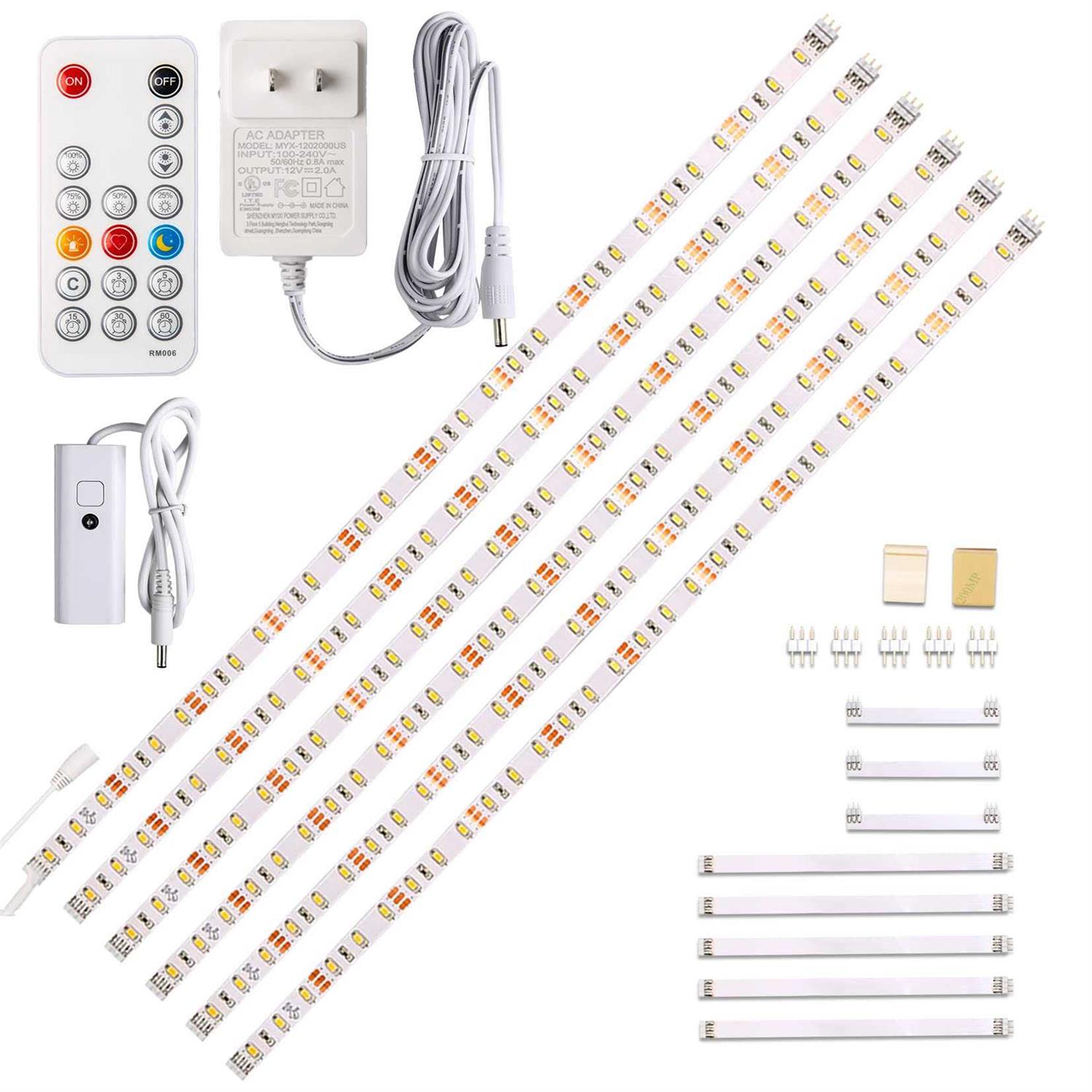 WOBANE Under Cabinet LED Lighting 6 PCS LED Strip Remote Control