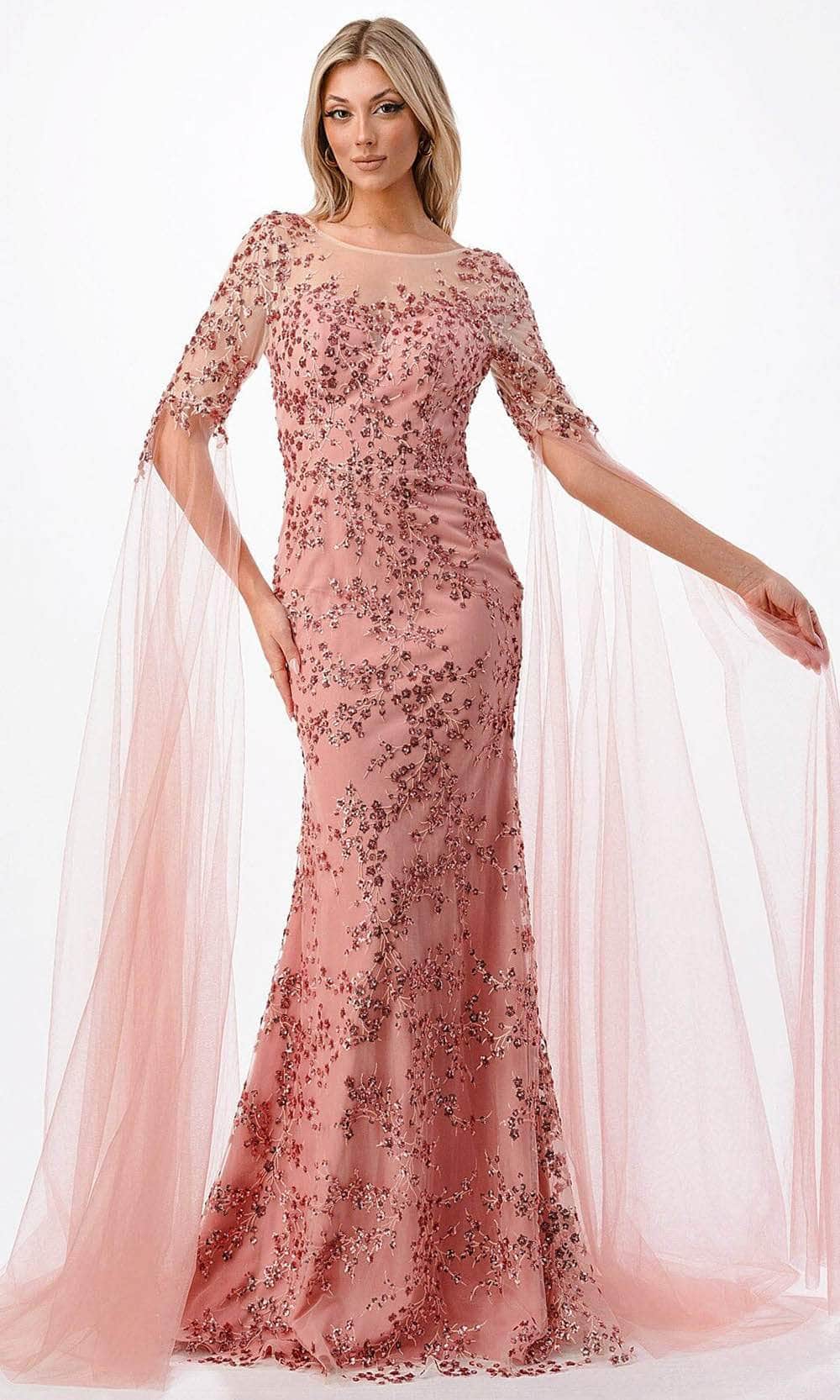Cape Sleeve Mermaid Evening Gown