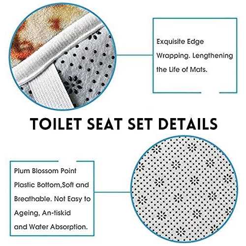 4PCS Mushroom Butterfly Flower Shower Curtain Set with Non-Slip Rugs, Toilet Lid Cover and Bath Mat