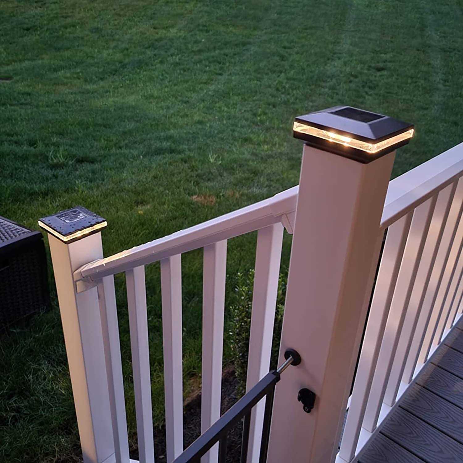 Viewsun 8 Pack Solar Post Lights Outdoor Fence Post Cap Light Solar Powered Caps for Deck