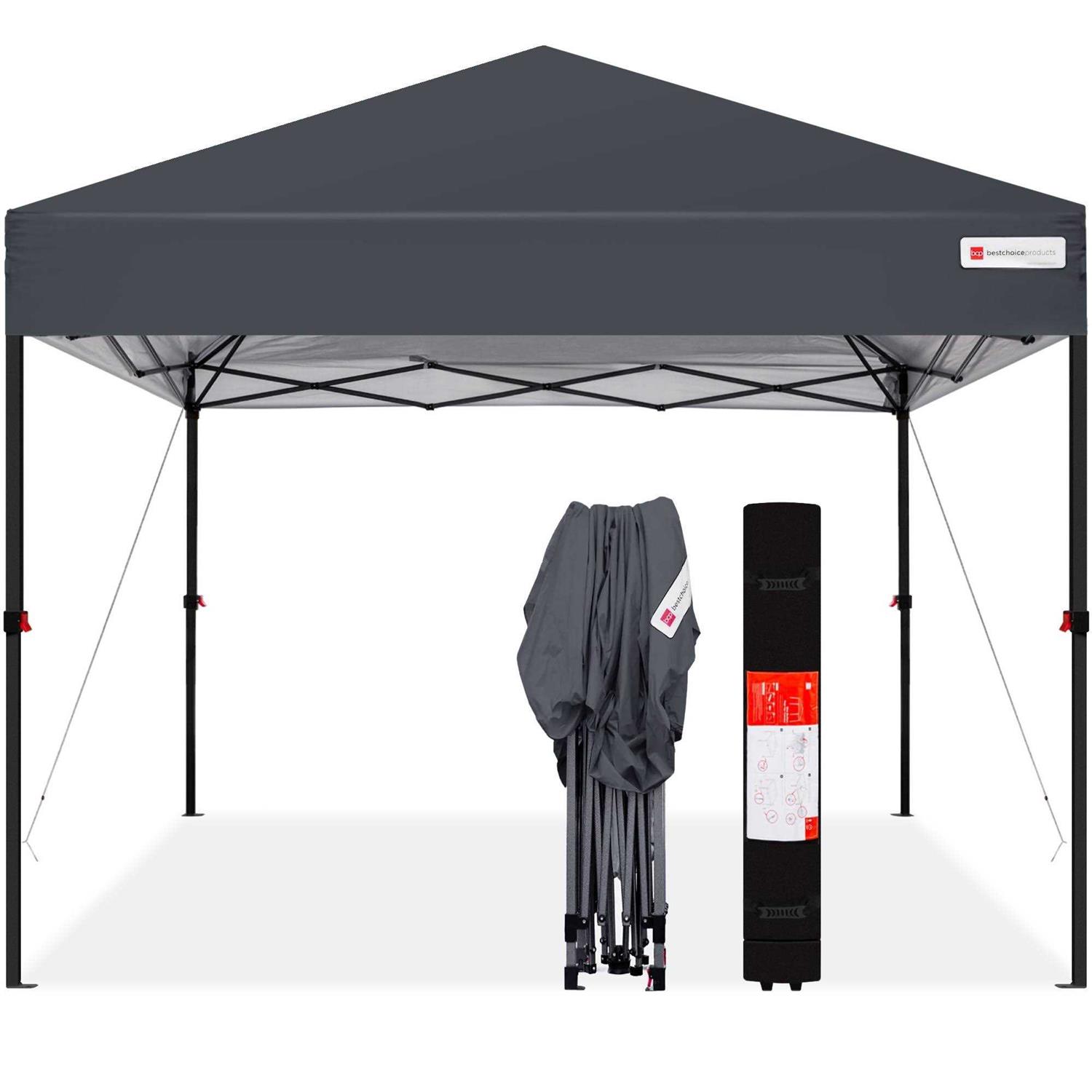 Best Choice Products 10x10ft Easy Setup Pop Up Canopy Instant Portable Tent w/ 1-Button PUSH