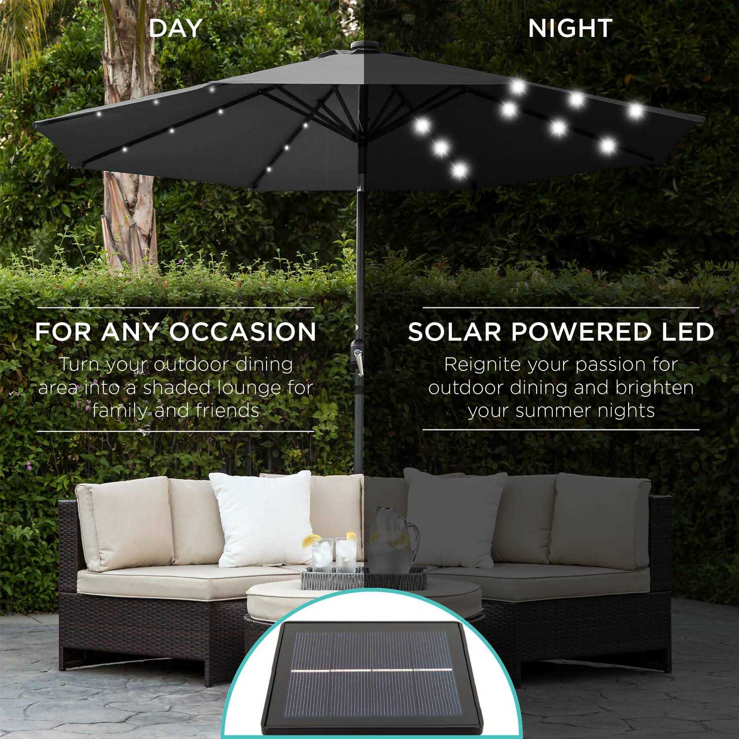 Best Choice Products Solar LED Lighted Patio Umbrella Tilt Adjustment