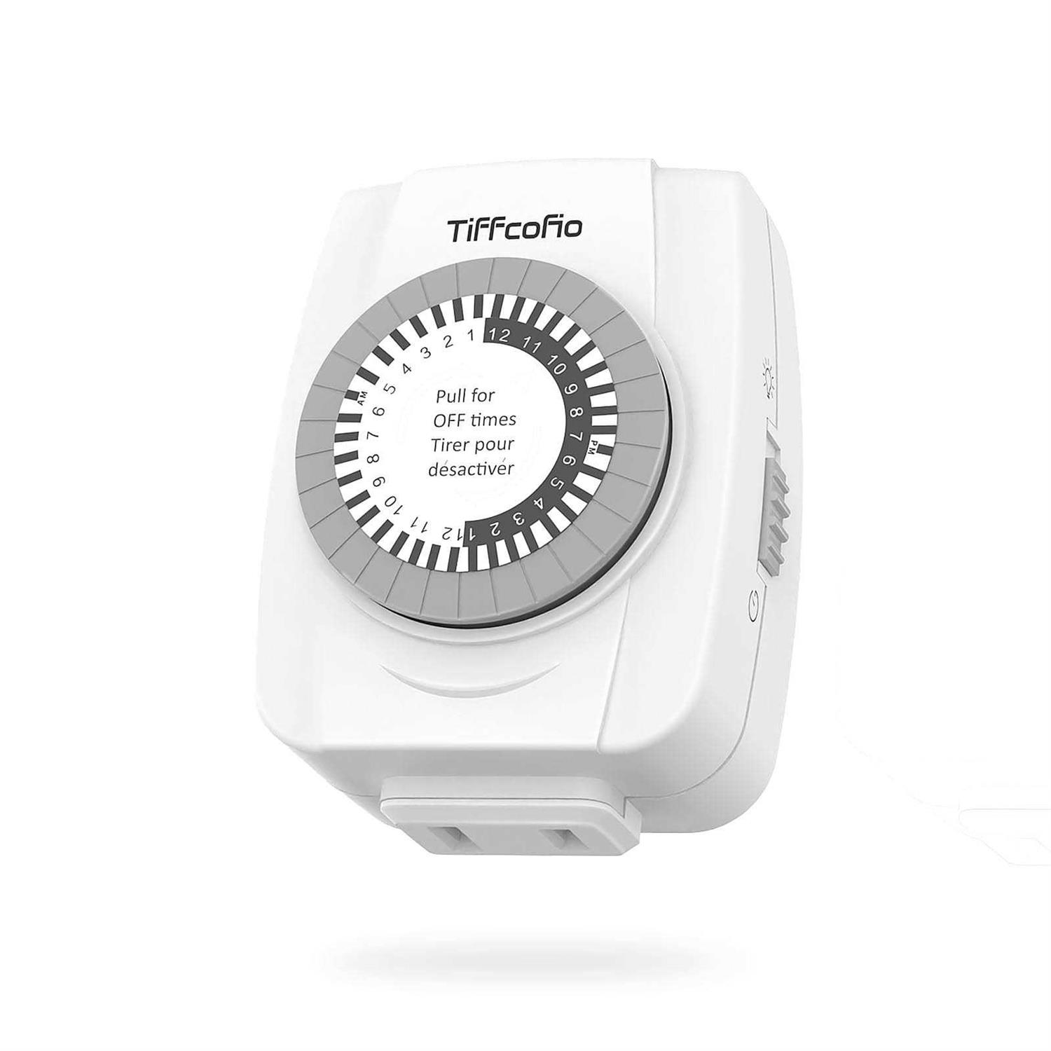 Tiffcofio Indoor Mechanical Timers for Electrical Outlets 2 Prong Plug in Outlt Daily Repeating Light Timer for Indoor Lights