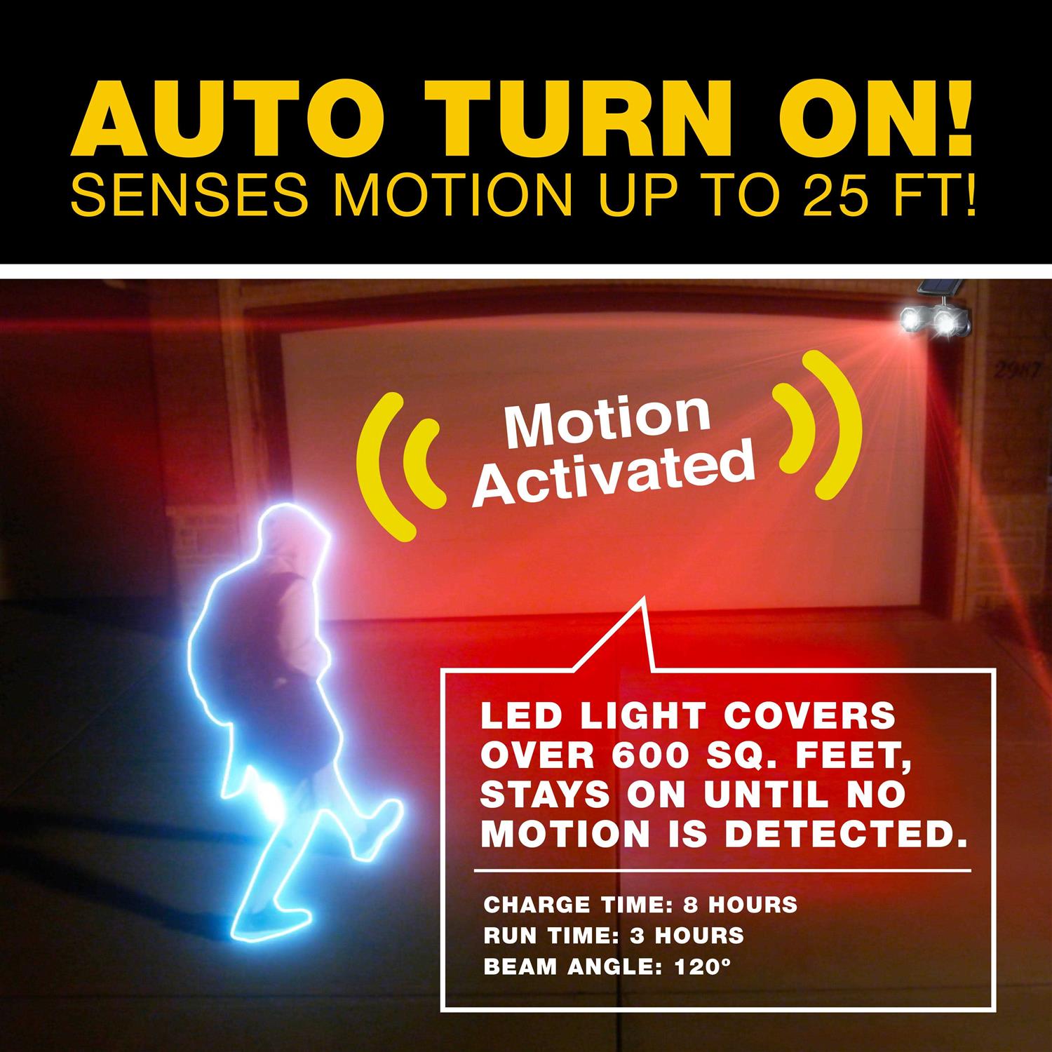 Bell + Howell Spotlight Bionic Duo Motion-Sensing Solar Powered LED Black