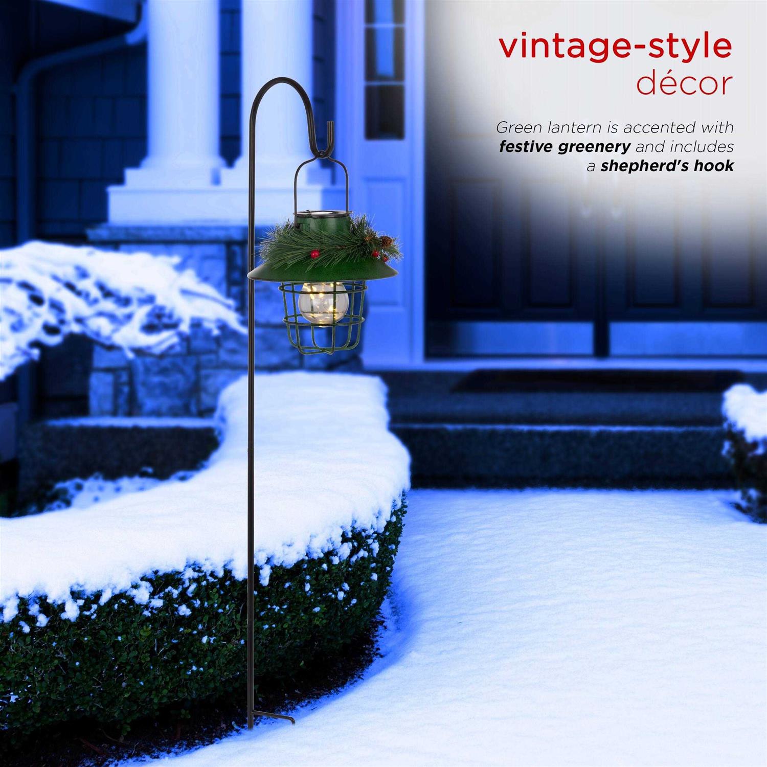 Alpine 36 In. LED Solar Metal Shepherd’s Hook Lantern