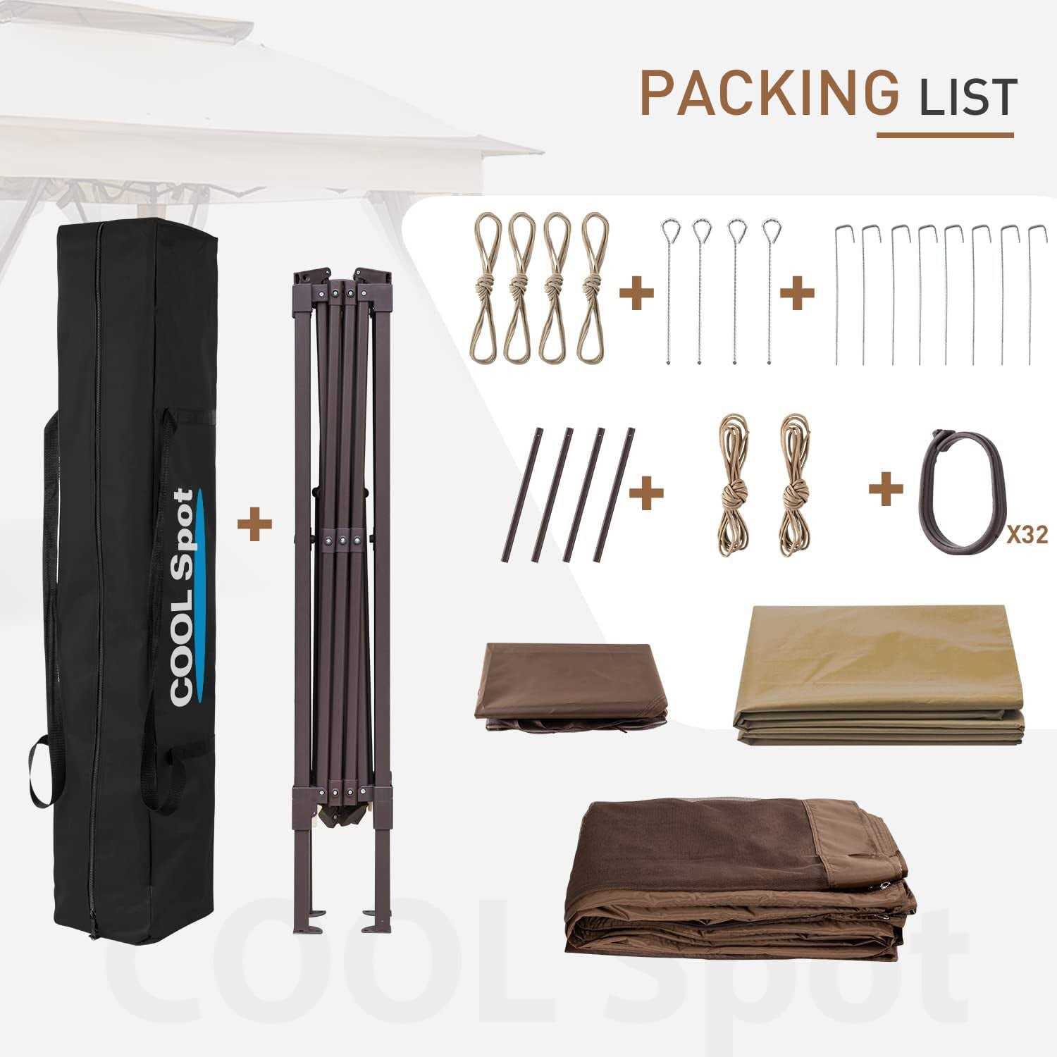 COOS BAY Cool Spot 11×11 Pop-Up Instant Gazebo Tent with Mosquito Netting Outdoor Canopy Shelter with 121 Square Feet of Shade