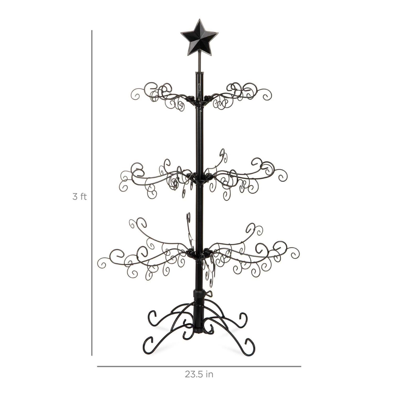 Best Choice Products 3ft Wrought Iron Ornament Display Christmas Tree w/ Easy Assembly