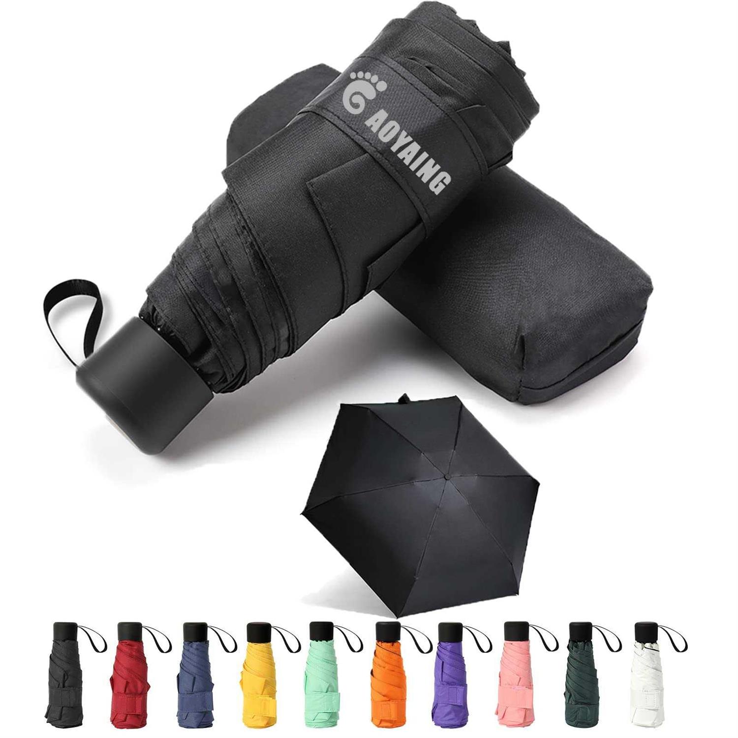 Gaoyaing Compact Travel Umbrella with Case Sun&Rain Lightweight Small And Compact Suit for Pocket Black34 Inches