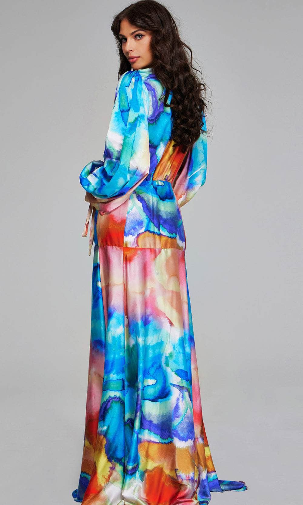 Surplice V-Neck Multicolor Evening Gown