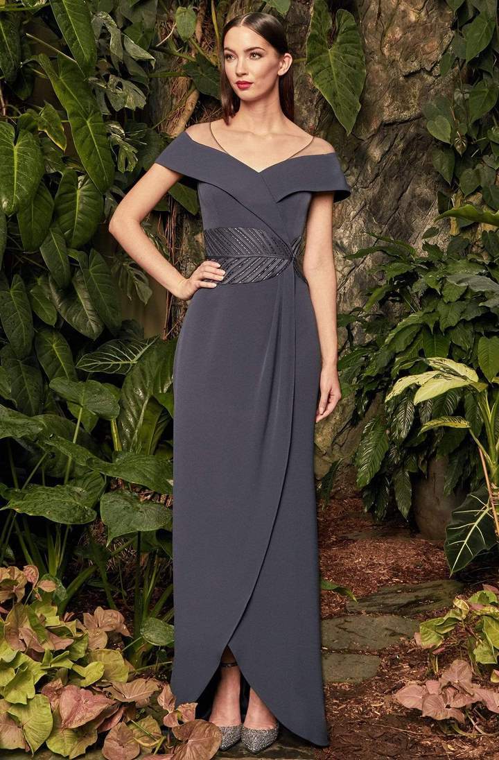 Draped Off Shoulder Sheath Dress 953