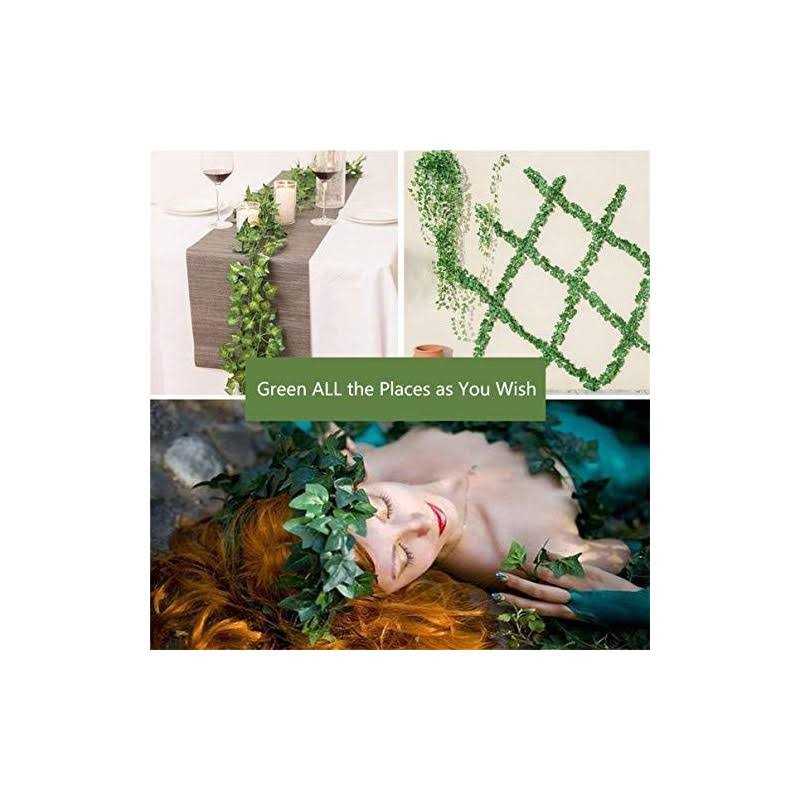 12 Pack Fake Vines For Room Decor With 100 Led String Light Artificial Ivy Garland Hanging Plants Faux Greenery Leaves Bedroom Aesthetic Decor