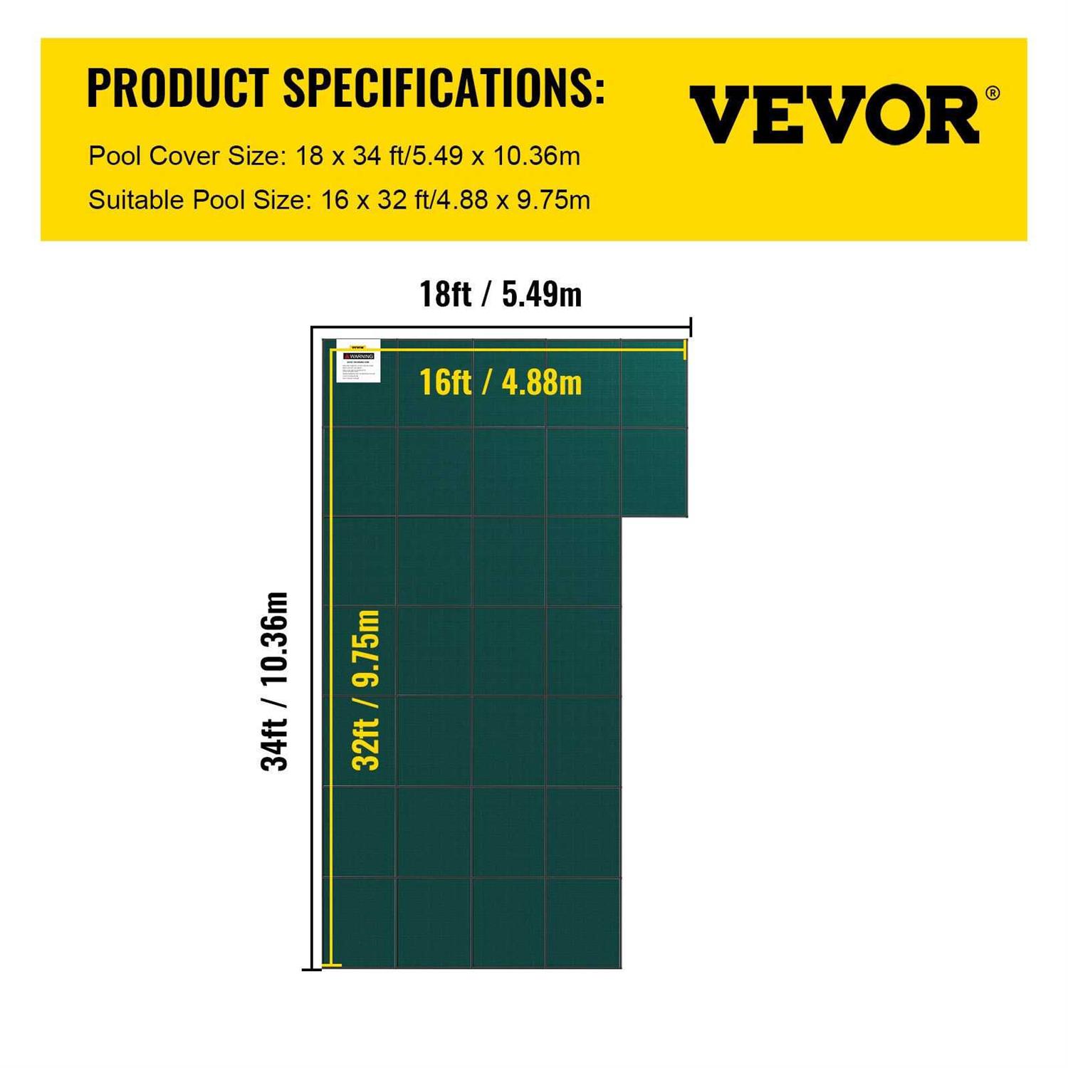 VEVOR Pool Safety Cover Rectangle Inground Safety Pool Cover YYCM