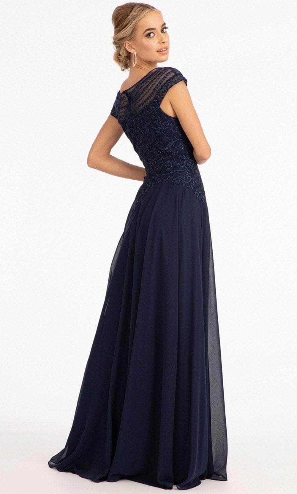 Embroidered Scoop Formal Gown