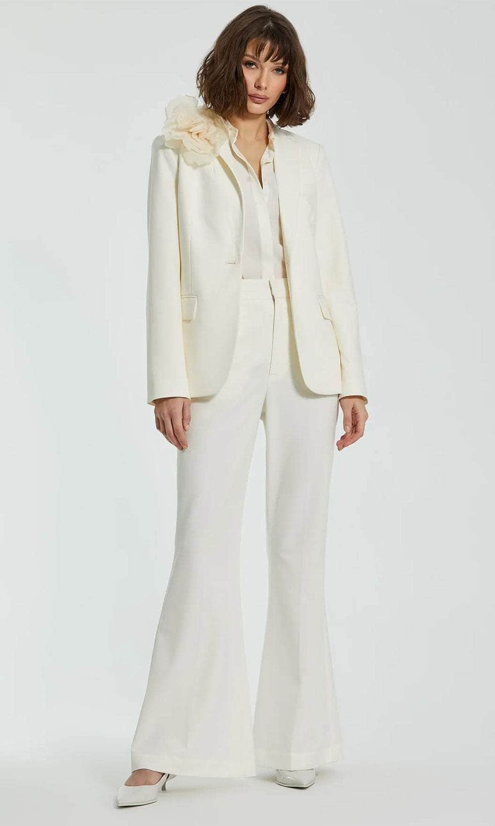 V-Neck Floral Applique Pantsuit