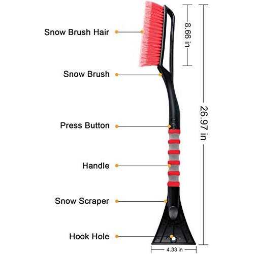 Astroai 27 inch Snow Brush and Detachable Ice Scraper with Ergonomic Foam Grip for Cars