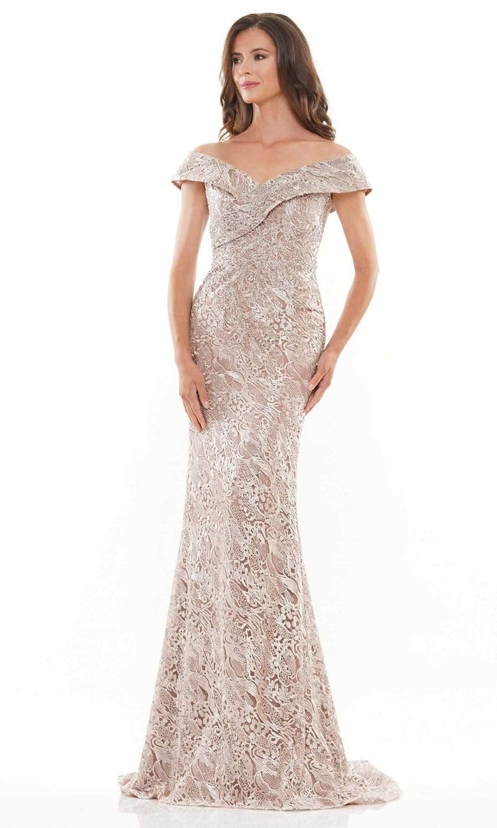 RD2740 Off Shoulder Ornate Lace Gown