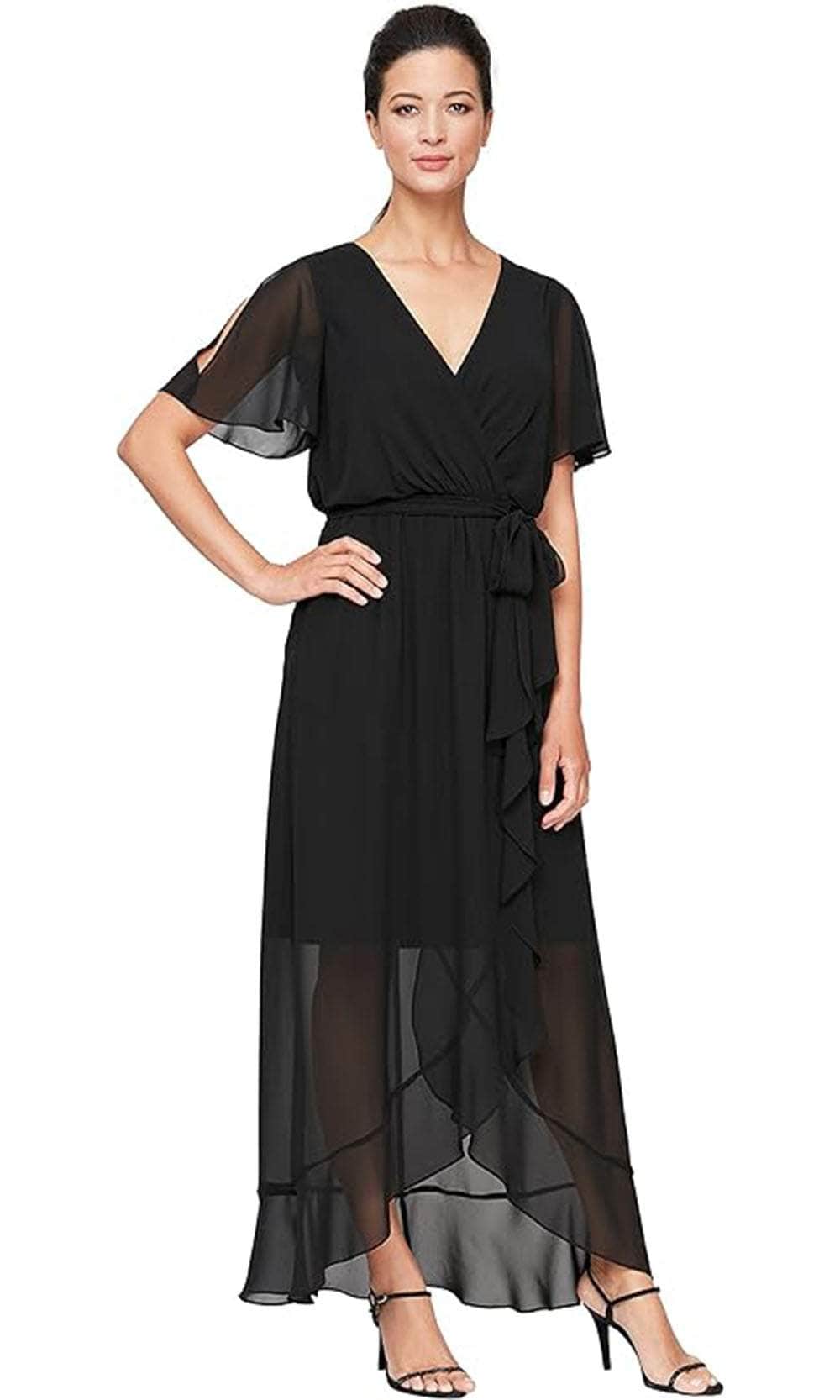 Surplice Chiffon Ruffle Dress