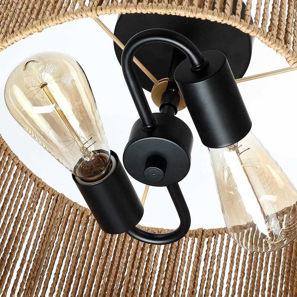 True Fine Dorn 2-Light Woven Rope Drum Semi-Flush Mount Ceiling Light