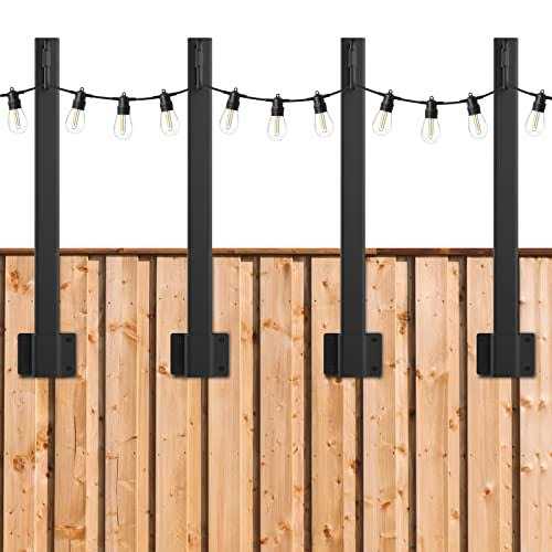 ailbton 4 Pack Suspension Outdoor String light poles for Outside String Lights hanging,with Clip and holder,light Post Mounting Stand for Patio