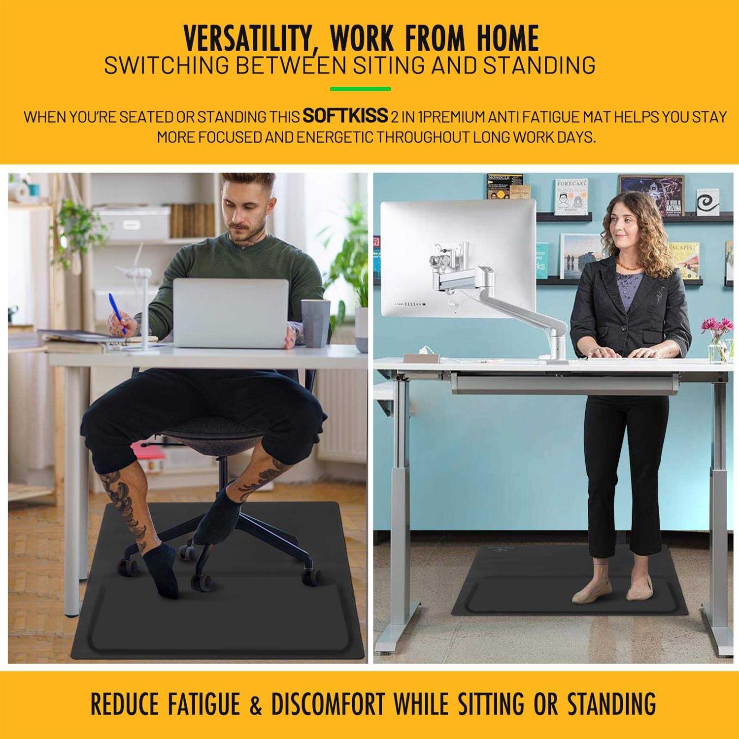 Anti-Fatigue Standing Office Chair Mat for Hardwood Floor with Cushioned Foam Foot Support
