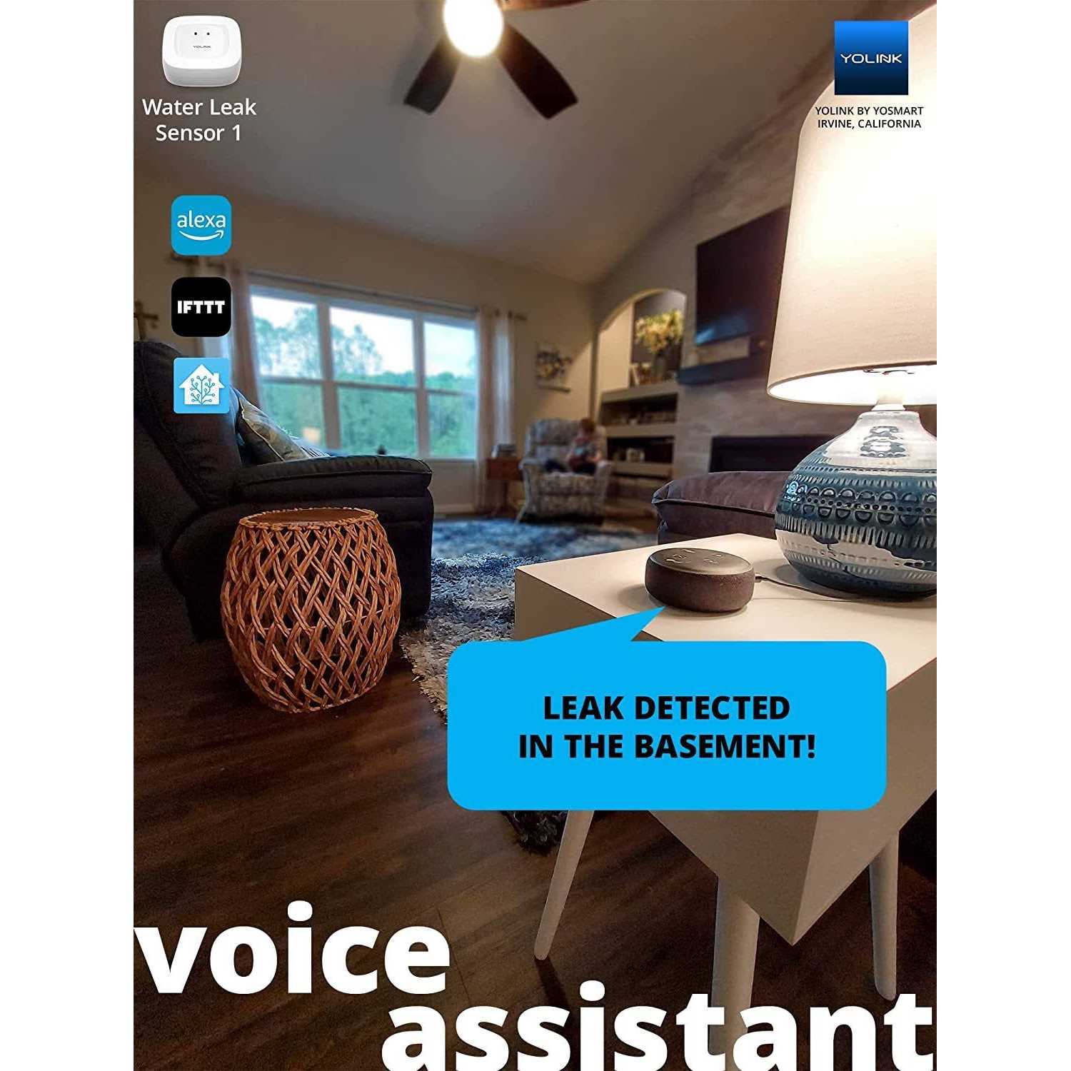 Smart Water Leak Sensor 3 Pack YoLink 1/4 Mile World’s Longest Range Wireless