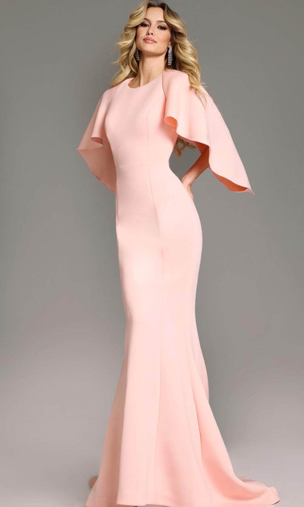 High Neck Cape Sleeve Prom Gown